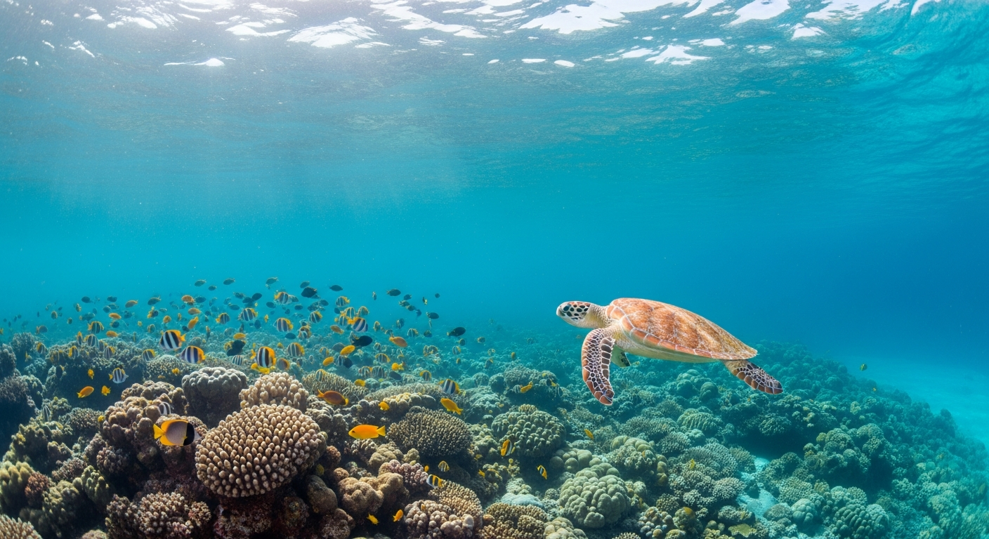 Unterwasserwelt der Malediven mit Korallenriff und tropischen Fischen